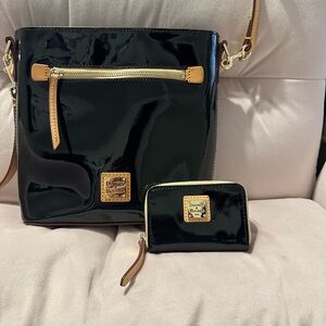 Dooney & Bourke Black Patent Crossbody Bag and Wallet